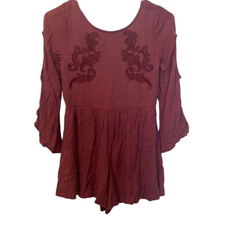 ‎GB Girls EUC Dusty Pink Embroidered Boho Romper Sz M Girls